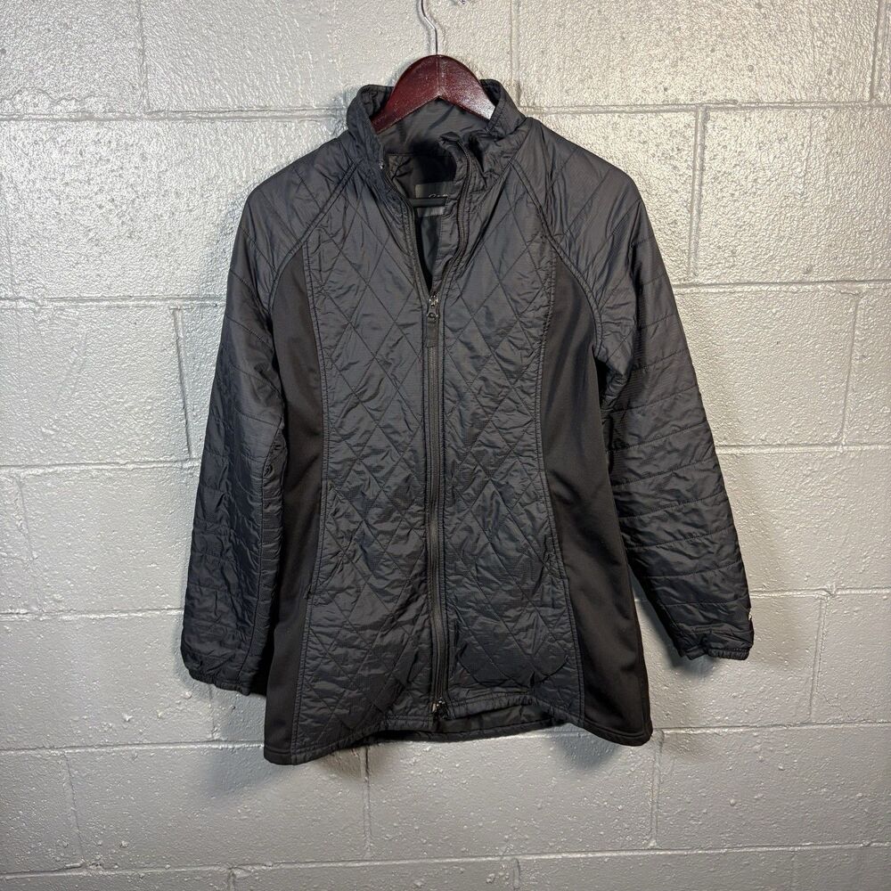 Eddie Bauer Jacket Women's M Quilted Black Full Zip Lightweight Outdoor Coat